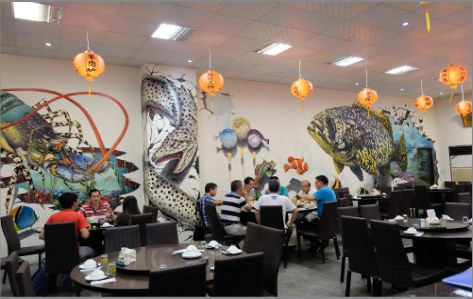 马山海鲜餐厅墙体彩绘
